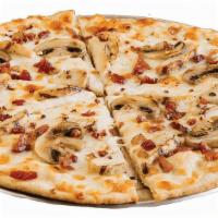 Chicken Carbonara · alfredo sauce / mozzarella / parmesan / grilled chicken / mushrooms / crushed red peppers / ...