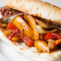 Sausage Sub · Sausage, marinara, banana peppers and melted mozzarella cheese served on a toasted hoagie bun