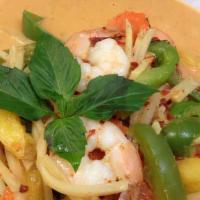 Pineapple Red Curry · Favorite. Gluten free. Red curry with coconut milk, pineapple, bell pepper, carrot and Thai ...