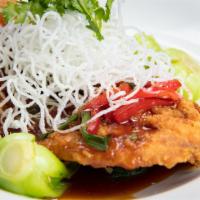 Crispy Tilapia · Tempura style tilapia served with vermicelli and assorted asian vegetable.
