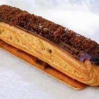 Chocolate Eclair · An éclair is a long French pastry made from choux pastry, filled with pastry cream or custar...