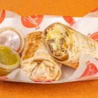 Burritos · Large flour tortilla wrapped with meat and choice of fillings.