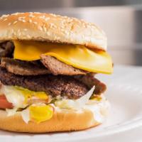 Gyro Burger · Fresh burger patty topped American cheese, lettuce, tomatoes, onions, ketchup, mustard, mayo...