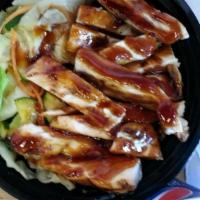 Teriyaki Chicken (Plant Based Chicken) (8.5Oz) · Plant Based. Vegan. Halal. Calories 320. Contains soy, wheat. Tossed in a teriyaki glaze ser...