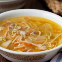 Chicken Noodle Soup · Soup that is made with chicken broth noodles and vegetables.