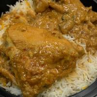 Chicken Curry Bowl · Chicken curry on a bed of rice