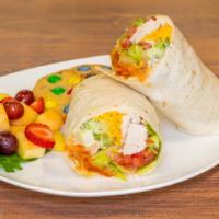 Buffalo Chicken Wrap · Roasted chicken breast, romaine lettuce, celery, tomatoes, Cheddar cheese, buffalo hot sauce...