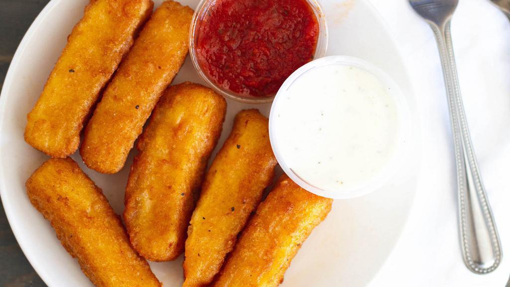 Cheese Sticks · Hand-cut mozzarella panko-crusted in-house and served with our house red sauce.