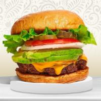 Steen Spring Burger · Plant-based impossible patty grilled and topped with vegan cheese, avocado, caramelized onio...