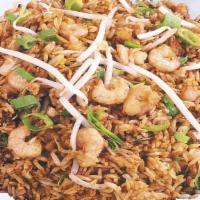 Shrimp Fried Rice · Shrimp mixed with eggs, green onions, and bean sprouts.