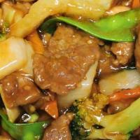 Beef Kow · Beef w. Bok Choy, Broccoli, Peapod, Carrot, Water Chestnut, Mushroom. Served with steamed ri...
