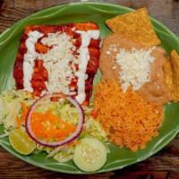 Lalo'S Enchiladas Al Gusto · Four rolled up corn tortillas filled with your choice of pulled chicken, ground beef, or che...