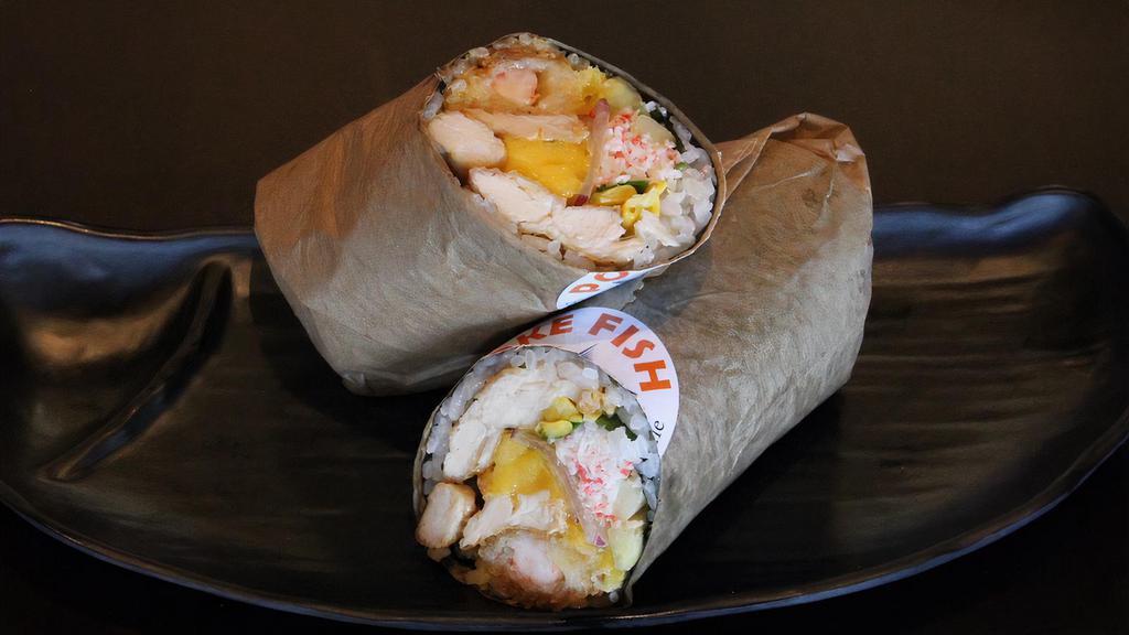 Sushi Burrito · Customize your poke rolled in a layer of seaweed and rice.
