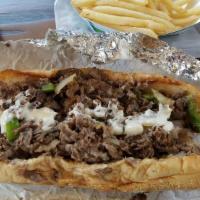 Blackened Philly Cheese Steak · Spicy. Steak or chicken, onions, green peppers, white American cheese, and blackened seasoni...