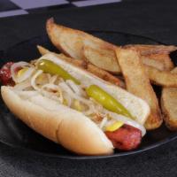 Maxwell Street Polish Sausage · The Real Deal!  Classic Chicago on a Turano Bun!