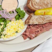 Corned Beef O’Rye (Regular) · Hot brisket of corned beef on marble rye bread.