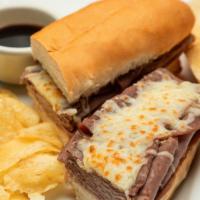 French Dip · Slow roasted sirloin served on a toasted hoagie bun with beef au jus.