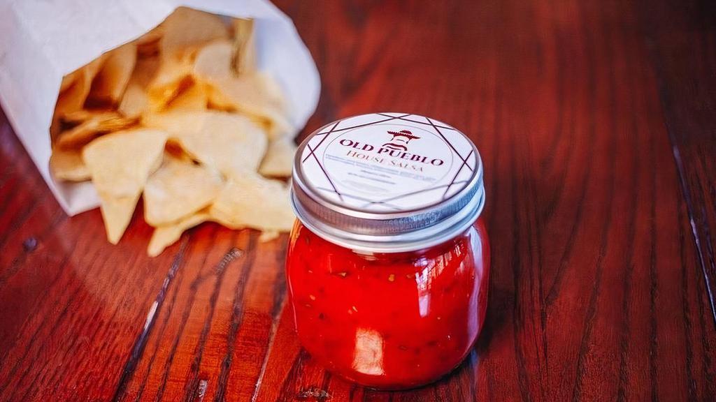Jar Of Salsa · 10 oz. jar of our housemade Pueblo Salsa (choice of with or without chips)