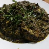 Chicken Palak · Chicken cooked with spinach & fresh spices.