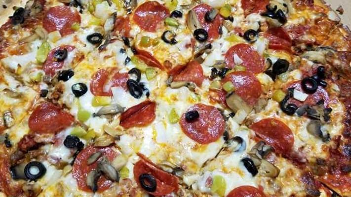 Bordy'S Special Pizza · Sausage, pepperoni, beef, cappacola, mushrooms, onions, green peppers and black olives.