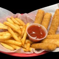 (6) Fish Basquet · Fish Basquet
6pz Fish Sticks 
includes: fries and Ketchup