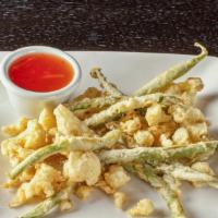 Tempura Vegetables · Cauliflower and green beans with sweet chili sauce.