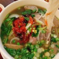 Pho Bo Vien · Fresh rice noodles with meatballs. Broth, noodles and meatball served separately upon delive...