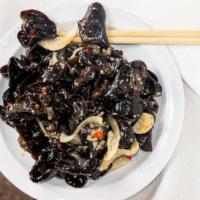 Tasty Black Fungus · Spicy. Black fungus, cilantro, onion, spiced sauce.