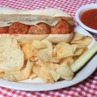 Meatball Sandwich · Gramma's legendary homemade Italian meatballs covered with red sauce and mozzarella.