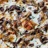 Truffle & Mushrooms · White Truffle Oil, Caramelized Onion, Fontina Cheese, Mozzarella Cheese & Wild Mushrooms