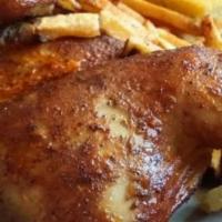 Grilled Bbq Chicken · Moist and juicy our slow-cooked, aquarium grilled chicken falls off the bone. Comes with fri...