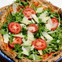 Pizza Primavera  · Mozzarella, Shaved Parmesan Cheese, Organic Baby Arugula, Fresh Roma Tomato, San Marzano Tom...