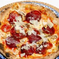 Pizza Incredibile · Mozzarella, shaved Parmesan Cheese, Bresaola, Pepperoni, Mushroom, San Marzano Tomato Sauce,...