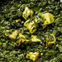 +Palak Paneer · ...freshly ground spinach & cottage cheese sauteed with garlic & cumin. (vegetarian,  contai...