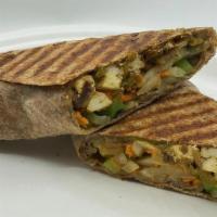 +Chicken Wrap · ...grilled chicken stuffed indian wrap. served with sweet & mint chutneys (contains meat, co...