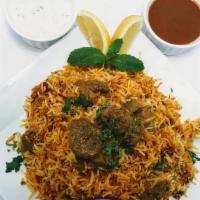 +Lamb Biryani · …basmati rice cooked with boneless lamb & spices, served with raitha (contains dairy, contai...