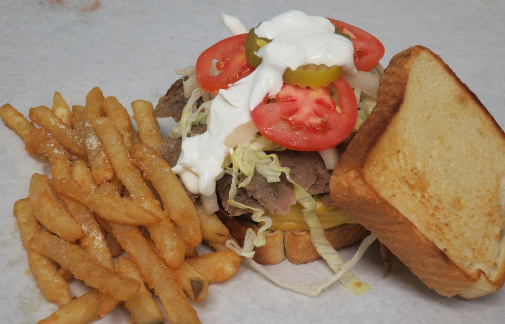 Gyro Steak Burger  With Fries · 