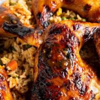 Huli Huli Chicken Dinner Family Size · a family sized portion of chicken marinated in Savory's hawaiian bbq sauce, roasted and serv...