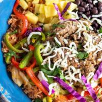 Carnitas Fajita Family Size · A family size portion of our slow roasted carnitas, mexican rice, fajita jalapeno veggies, b...