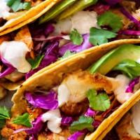 Fish Tacos - Friday Only · 3 tacos with mexican rice, farm-raised blackened tilapia, pico de gallo, pickled habanero ta...