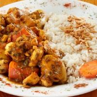 Moroccan Chicken · Chicken breast, potato goldenlite, sweet potato, carrots, onions, parsley, cilantro and gree...