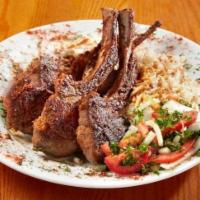 Lamb Chops (3 Pieces) · 3 Pieces of Rack cut chops marinated and grilled to perfection (contains peanut).