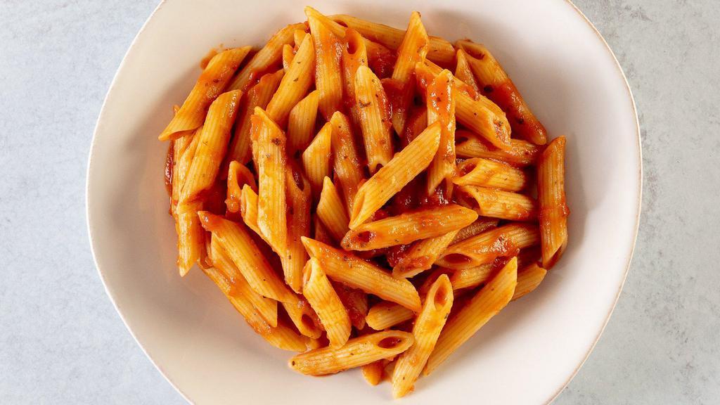 Penne Marinara · Simple and delightful! Barilla Penne in Marinara sauce, prepared with tomatoes, garlic, herbs, onions, and finished with grated parmesan cheese.