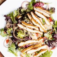 Parmesan Chicken Salad · Parmesan Encrusted Chicken Breast, Mixed Greens, Red Onion, Wisconsin Shaved Parmesan, Tomat...