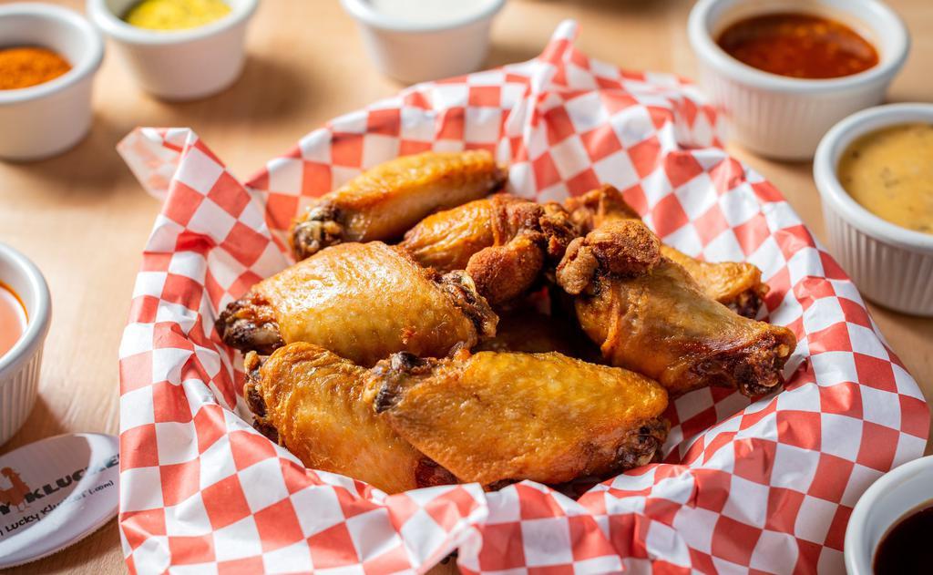 Wings · All orders served with your choice of dry (sauce on side) to preserve crispness and freshness of the wings.