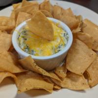 Spinach Artichoke Dip · The best blend of spinach, artichoke hearts, cream cheese & seasonings. Topped with melted m...