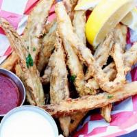 Eggplant Fries · Served with side of marinara and creamy parmesan dressing