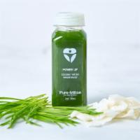 Power Up · Coconut Water, Wheatgrass.