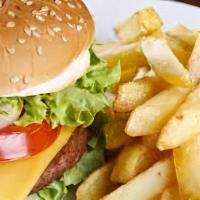 Fiesta Cheeseburger · Beef patty, American cheese, jalapeños, avocado, lettuce, tomato, onion
