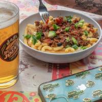 Mac & Cheese Fries · French fries, mac & cheese, queso, chili, jalapeno, bacon